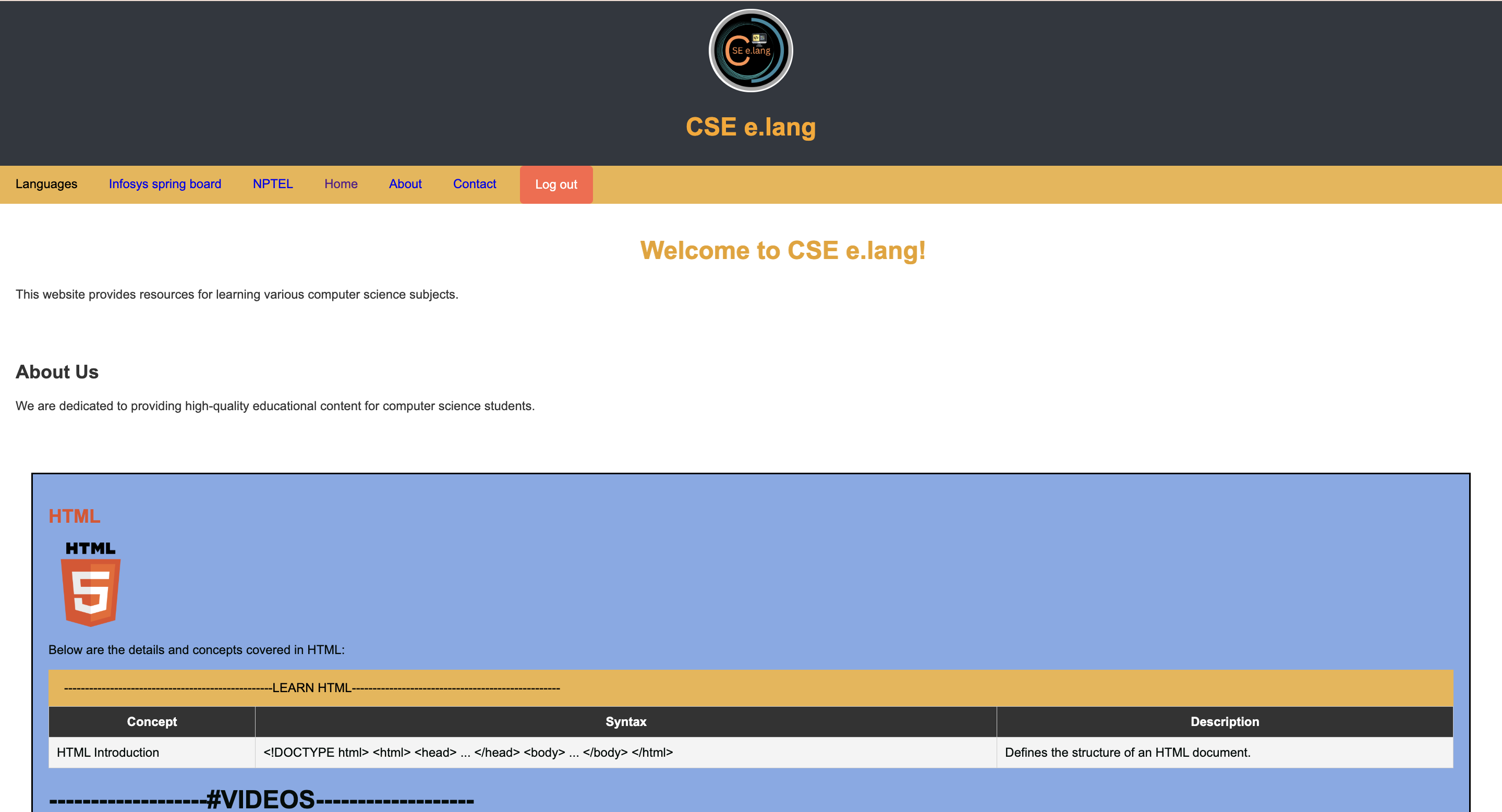 CSE e.lang Website